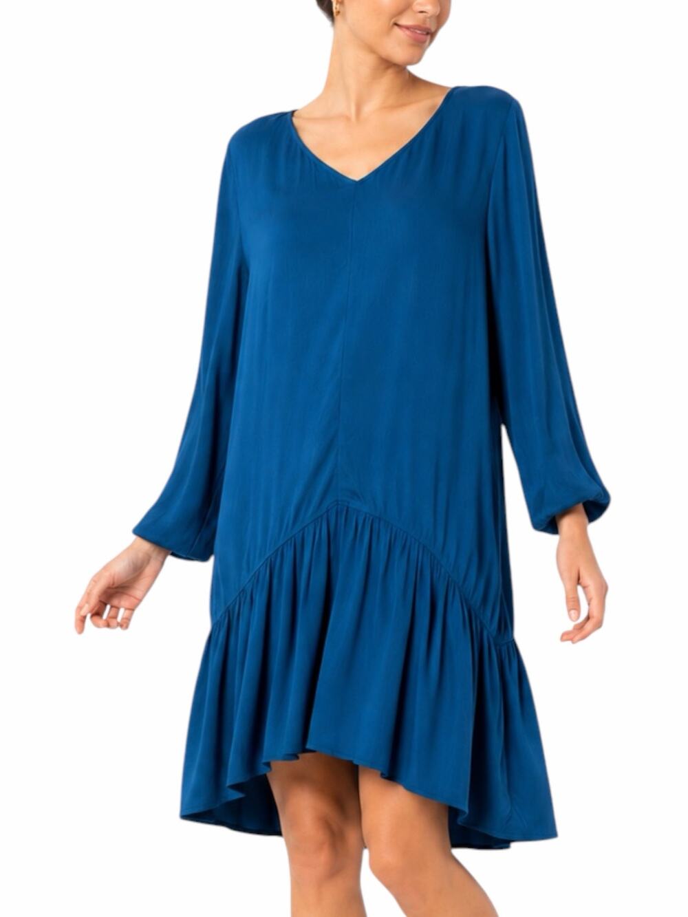 Soft Surroundings Mirabella Moroccan Ruffle Dress Lagenlook Teal Size M